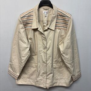 Denim & Co. Women Button Front Utility Jacket Size 3X Cotton Embroidered C036 -6